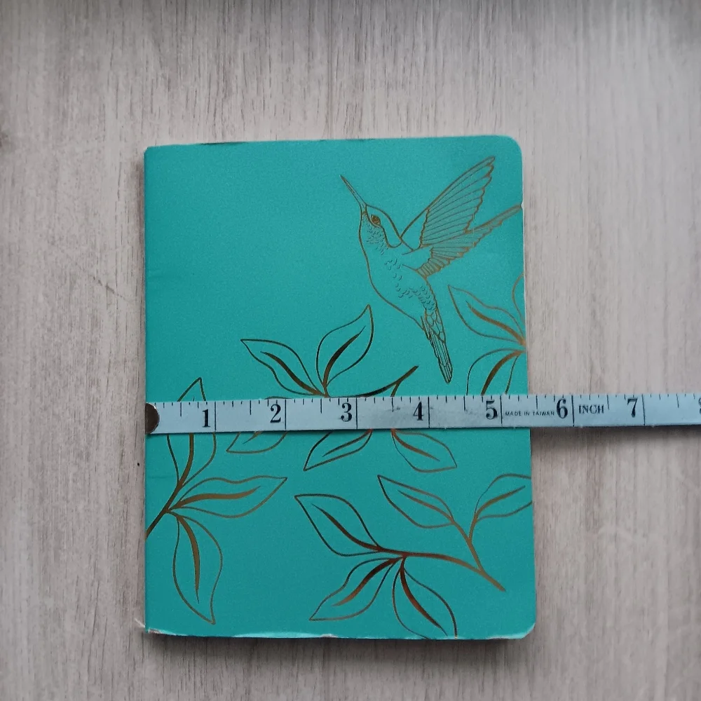 New Papyrus Lined Pages Notebook Journal Aqua Blue Gold Bird Leaves 5.5